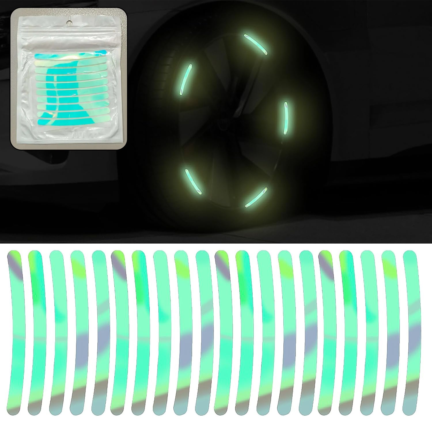 Car Wheel Hub Reflective Car Stickers Night Warning Stickers (20 Pcs Set Multicolored) Wukusy