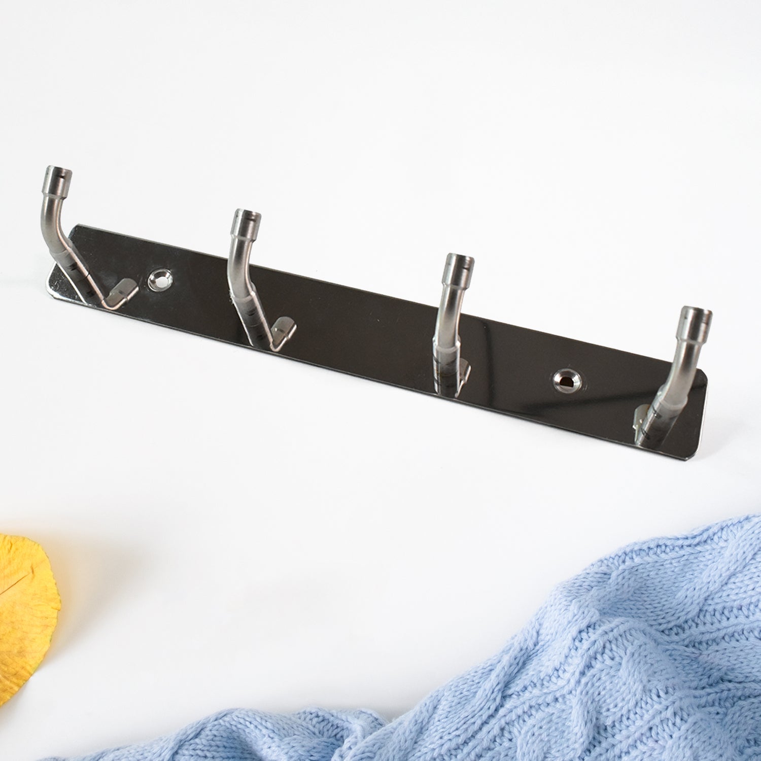 Stainless Steel Wall Mounted Coat 4 Hook Rack (20x3  1 Pc) Wukusy