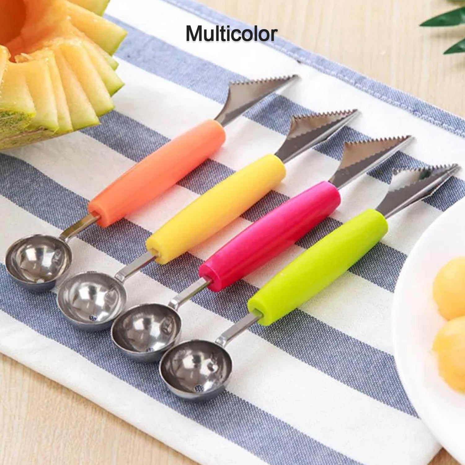7031 Multifunctional Stainless Steel Fruit Vegetable Pattern Carving Knife Peeler Corer Spherical Dig Ball Scoop Garnishing Dig Ball Spoon Kit. Wukusy