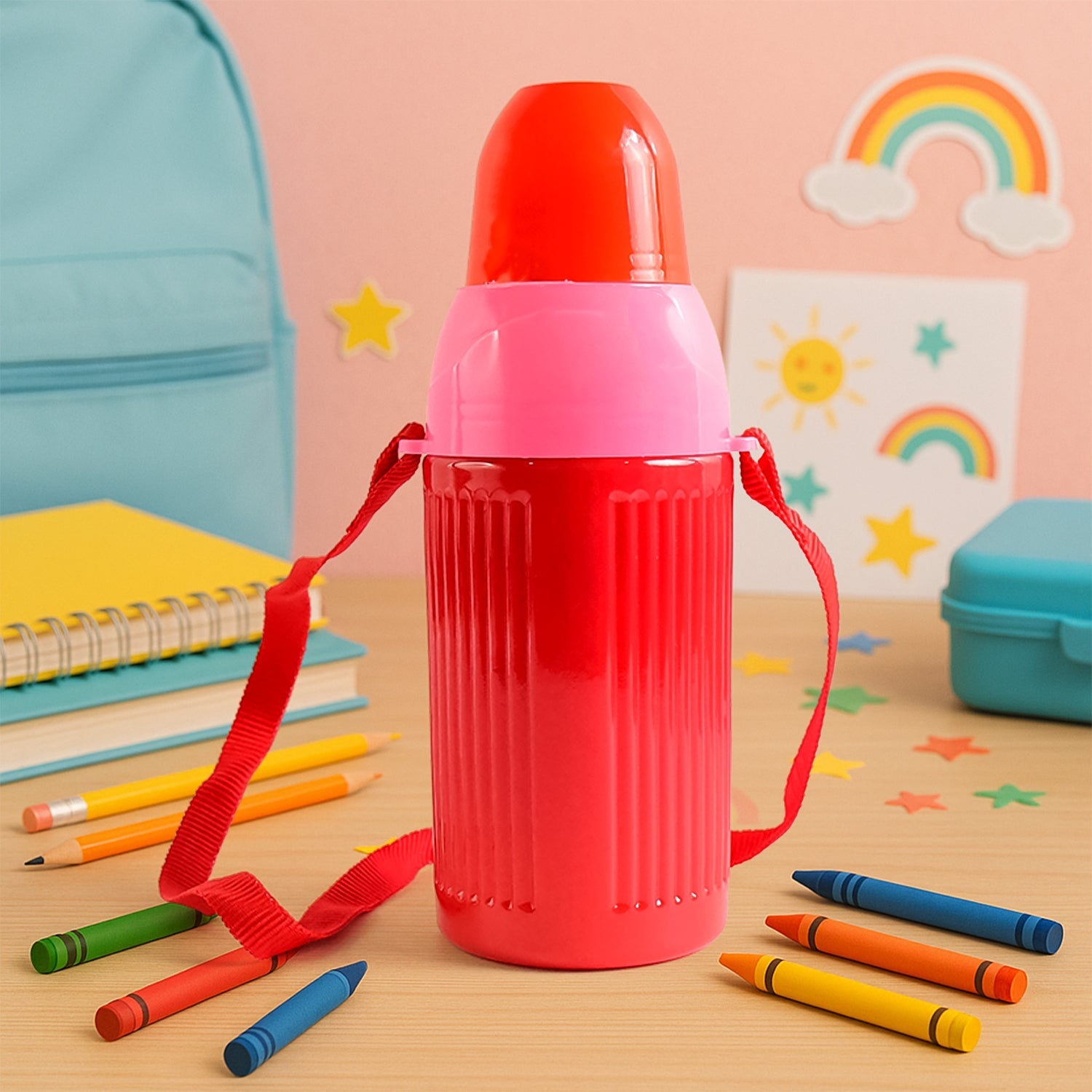 500ml Kids Insulated Plastic Water Bottle (1 Pc) Wukusy