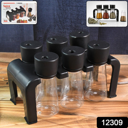 6-piece Plastic Spice Jar Set With Stand Wukusy