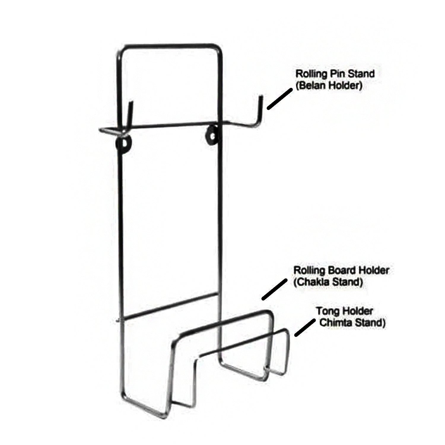 5552 Chakla Belan Chimta Stand Rolling Pin Board Tong Holder Silver Stainless Steel Multi-purpose Rack For Kitchen (1 Pc ) Wukusy