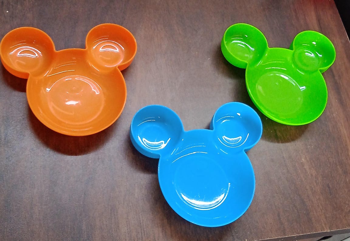 5624 Mickey Mouse Shape Plates For Kids Bpa Free  Unbreakable Childrens Food Plate Kids Bowl Fruit Plate Baby Cartoon Bowl Plate Tableware (1 Pc) Wukusy