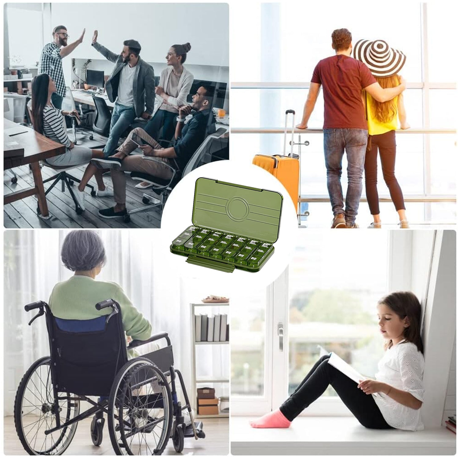 Portable Weekly Pill Box Organiser Daily Pill Keeper 21 Grid Container (1 Pc) Wukusy