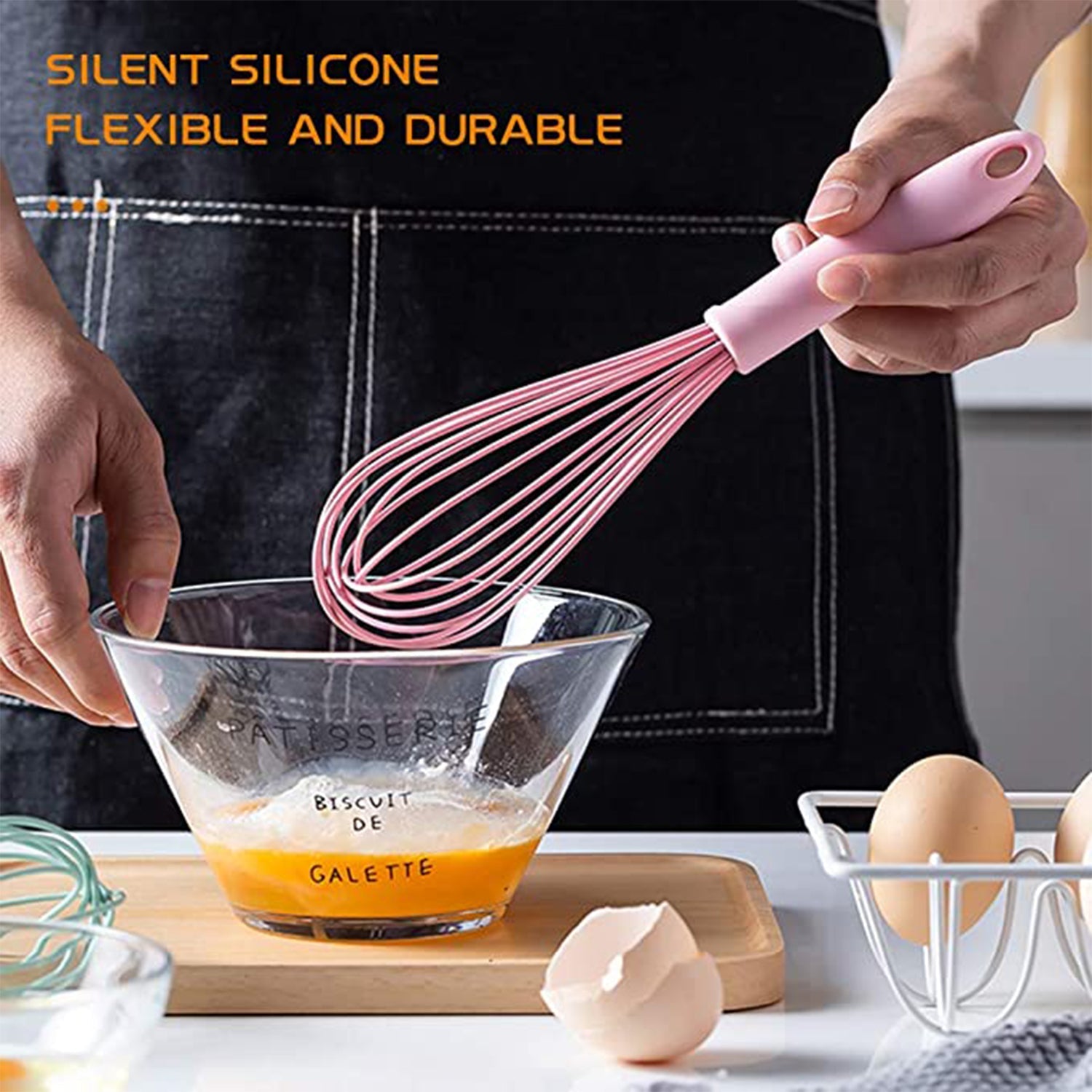 2930 Manual Whisk Mixer Silicone Whisk Cream Whisk Flour Mixer Rotary Egg Mixer Kitchen Baking Tool. Wukusy
