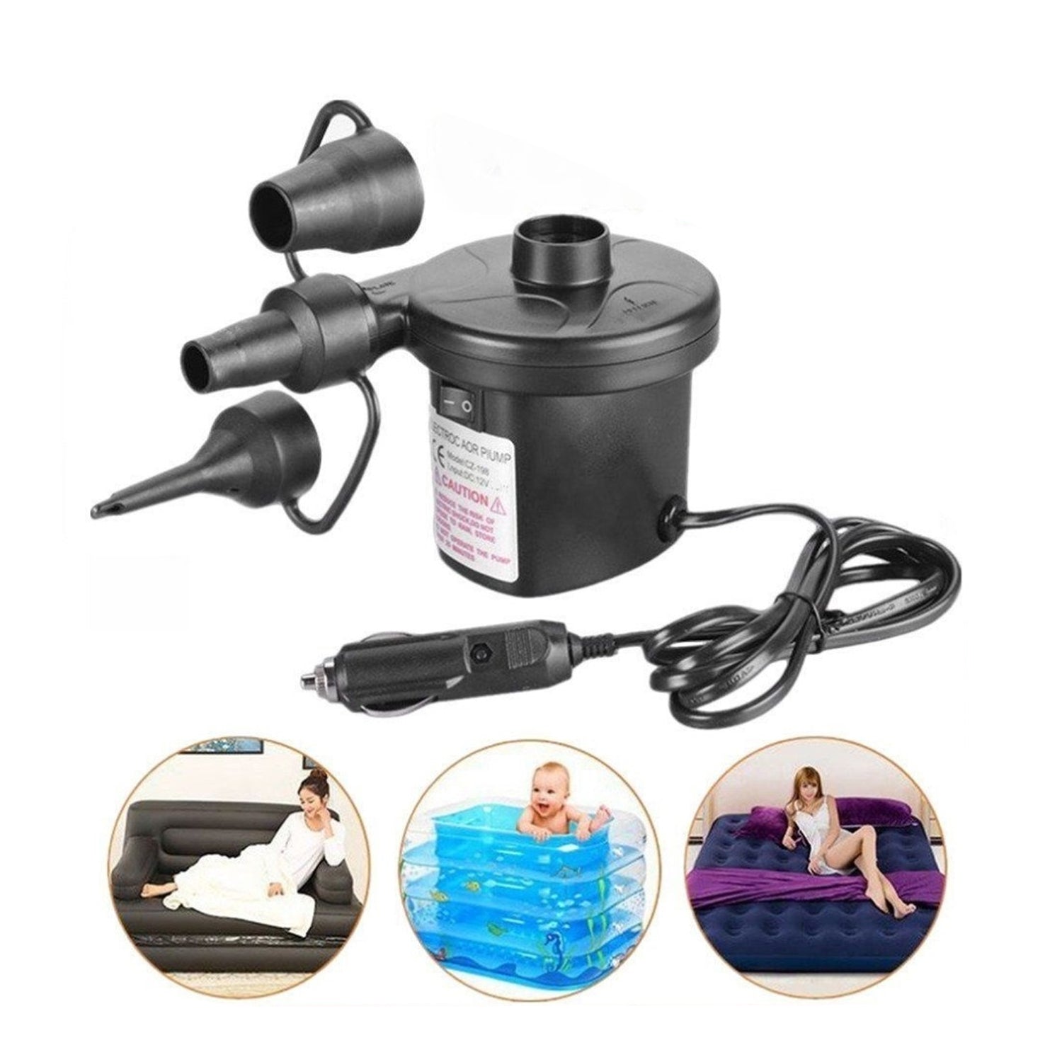 9080a Multi-purpose Electric Air Pump Without Valve Adaptors For Quickly Inflatesdeflates Sofa Bed Swimming Pool Tubes Toys Air Bags Wukusy
