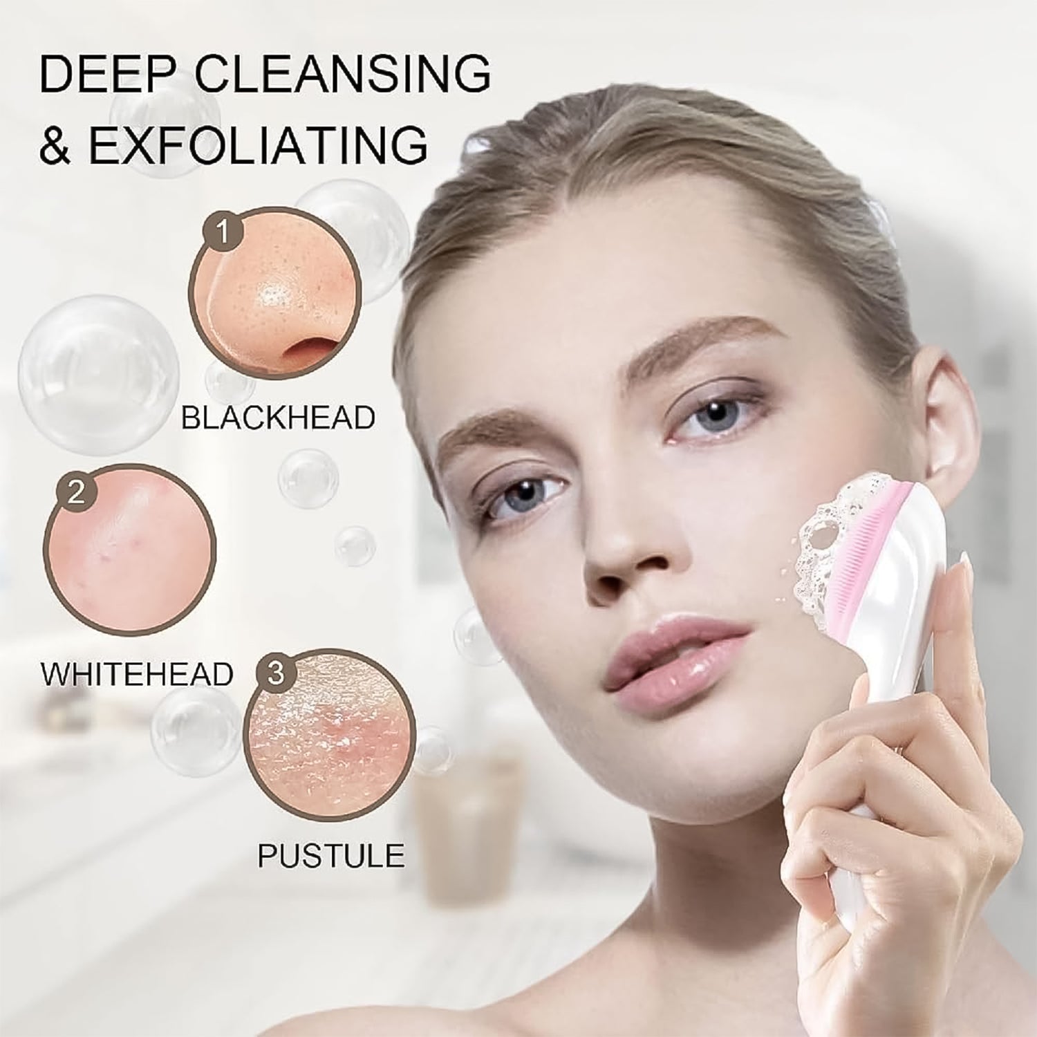 Silicone Face Scrubber Exfoliating Brush Manual Handheld Facial Cleansing Brush (1 Pc) Wukusy