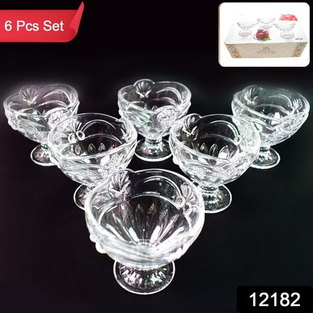 Glass Ice-cream Cup Set Home  Kitchen Serving Or Dessert Cup (6 Pcs Set) Wukusy