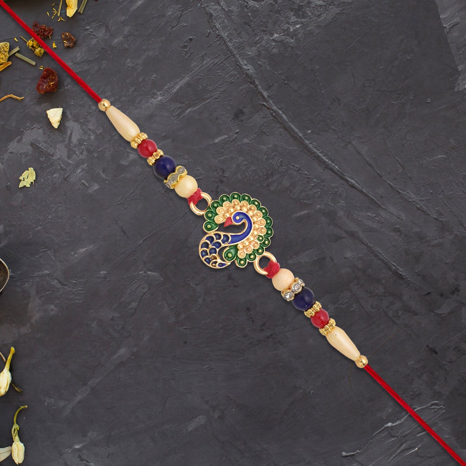 Multicolor Peacock Rakhi With Beads Wukusy