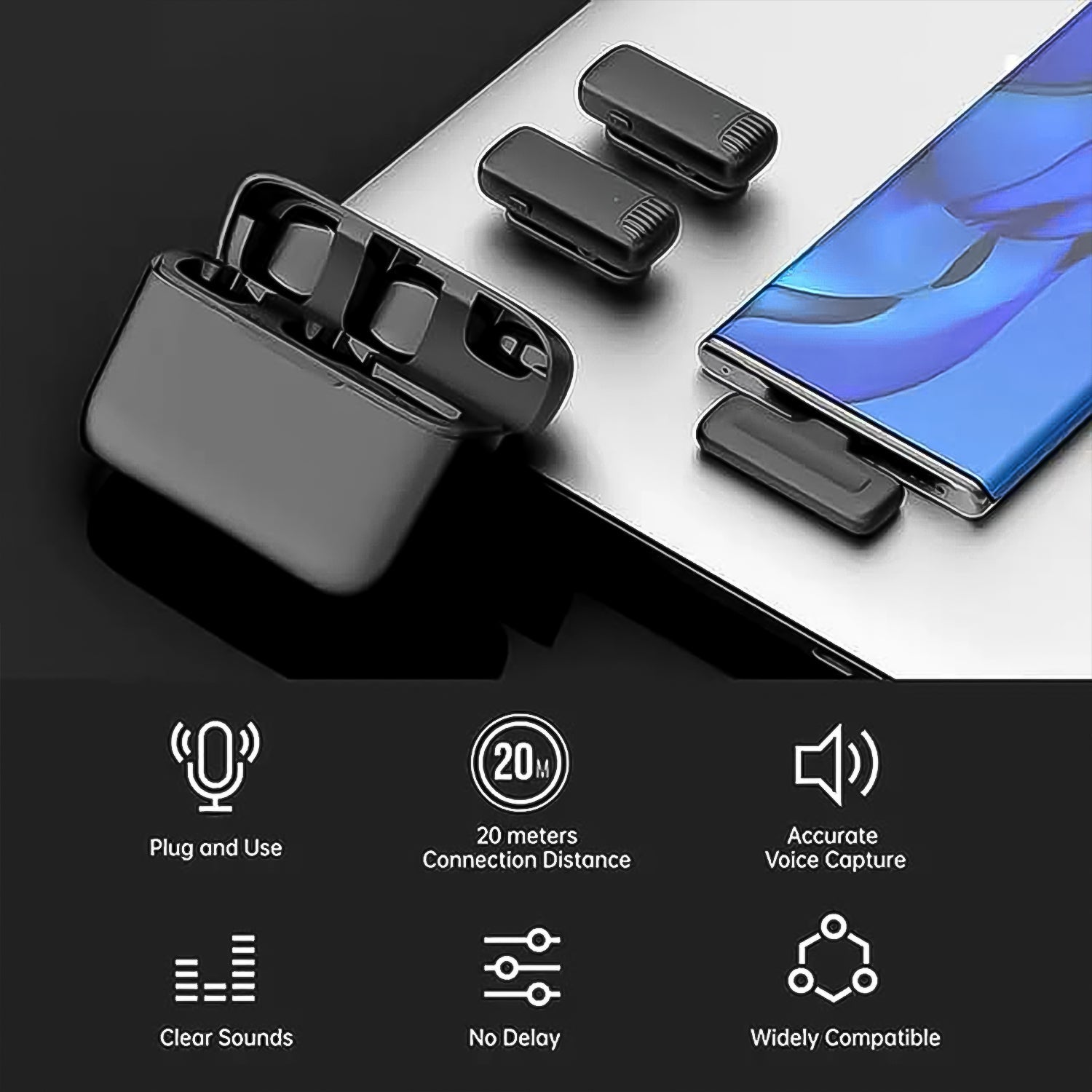Wireless Microphones Collar Mic For All Smart Phone  Type-c  (1 Set) Wukusy