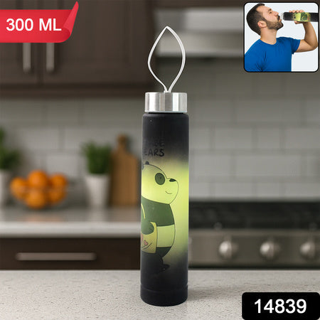 Cute Cartoon Printed Plastic Water Bottle (300 Ml  1 Pc) Wukusy