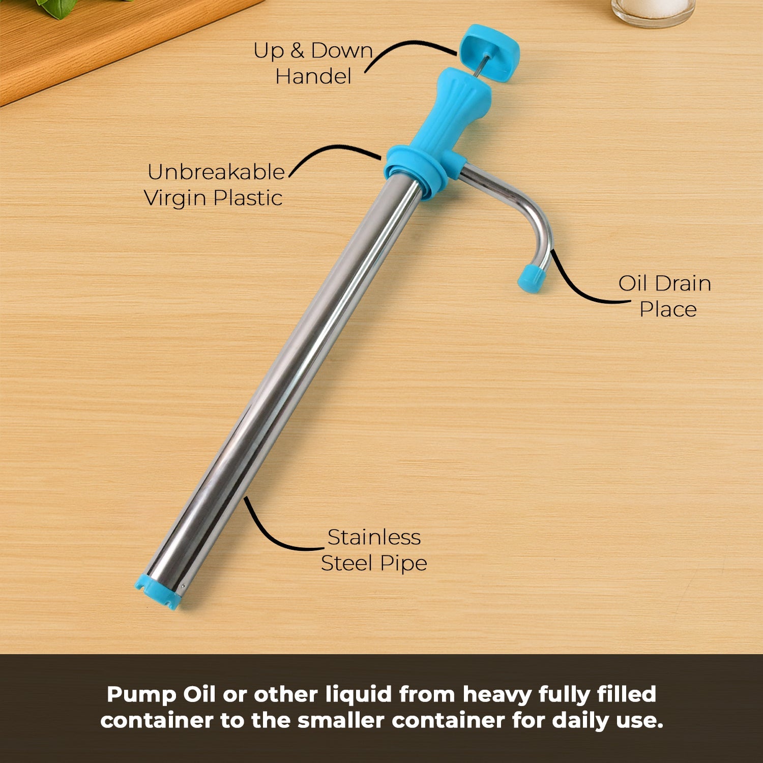 Supermom Manual Stainless Steel Oil Pump Dispenser (1 Pc) Wukusy