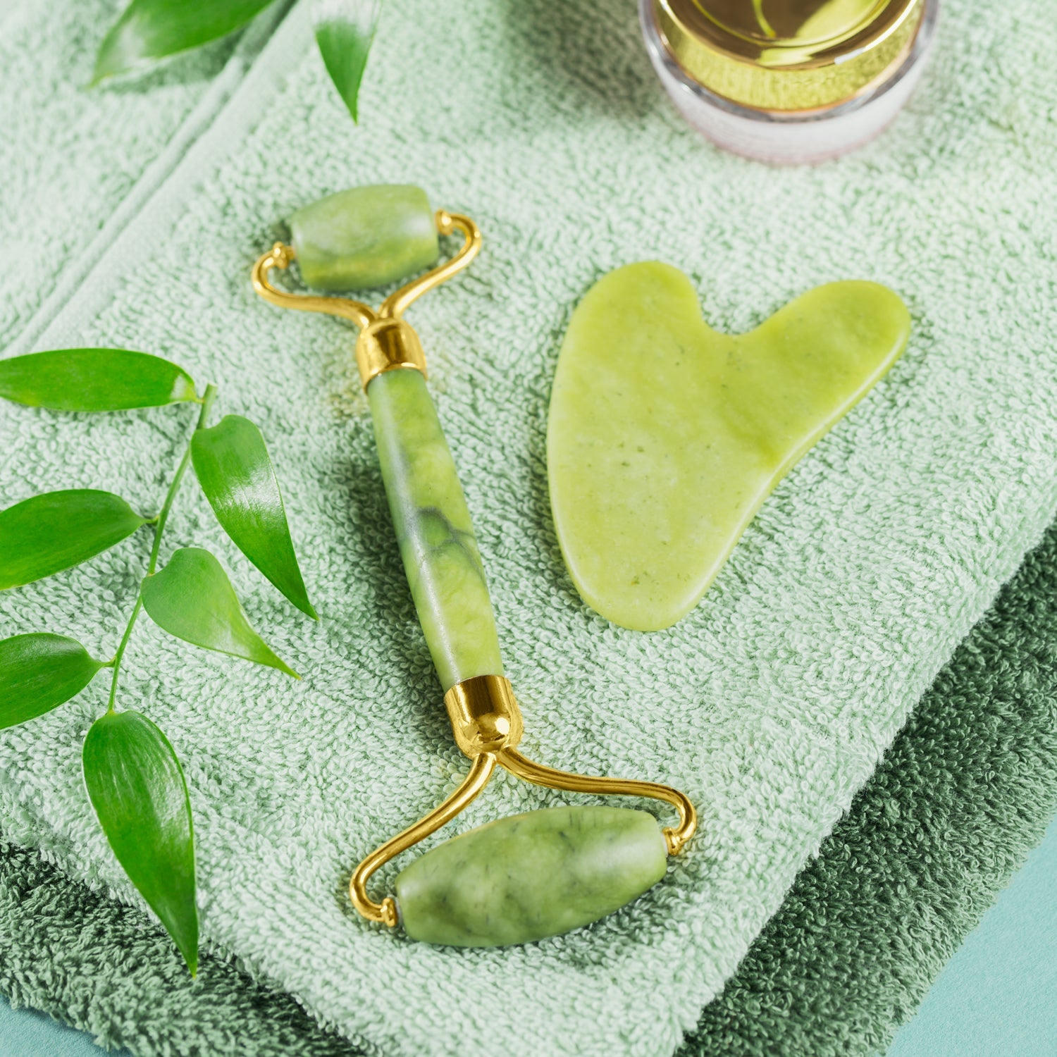 0318 Gua Sha Stone And Anti Aging Jade Roller Massager For Face Massage Natural Face Skincare Massager  Face Roller Massager For Women  Face Shaper Jade Roller And Gua Sha Set For Glowing Skin Wukusy