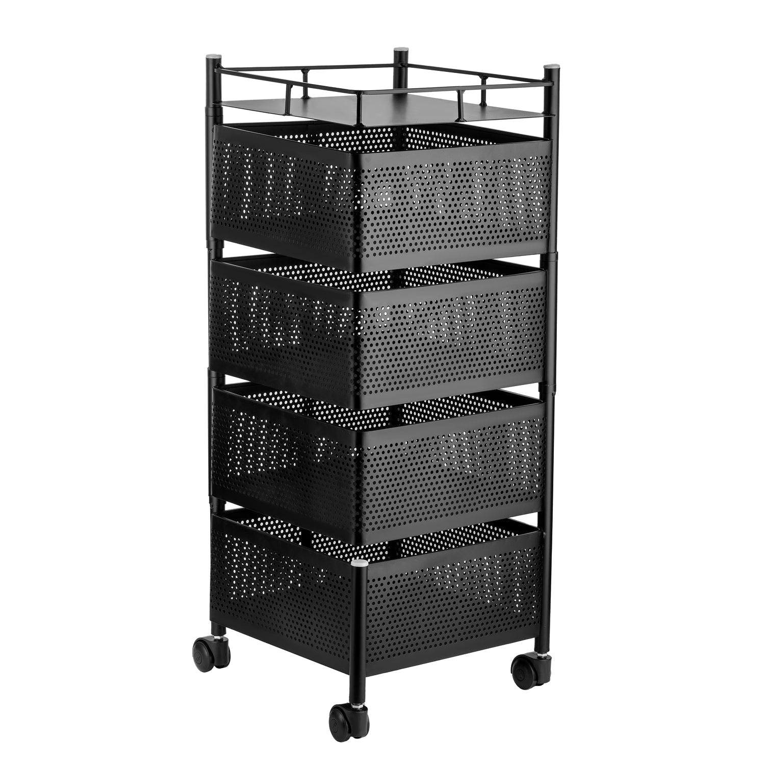 Metal High Qaulity Kitchen Trolley Kitchen Organizer Items And Kitchen Accessories Items For Kitchen Rack Square Design For Fruits  Vegetable Onion Storage Kitchen Trolley With Wheels (4 Layer  3 Layer) Wukusy
