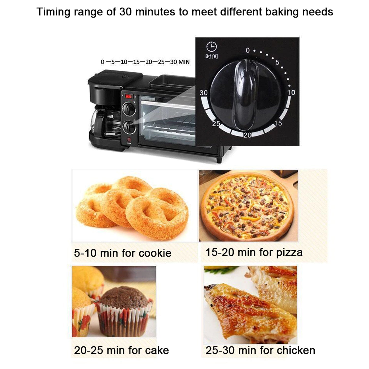 2788 3 In 1 Breakfast Maker Portable Toaster Oven Grill Pan  Coffee Maker Full Breakfast Ready At One Go Wukusy