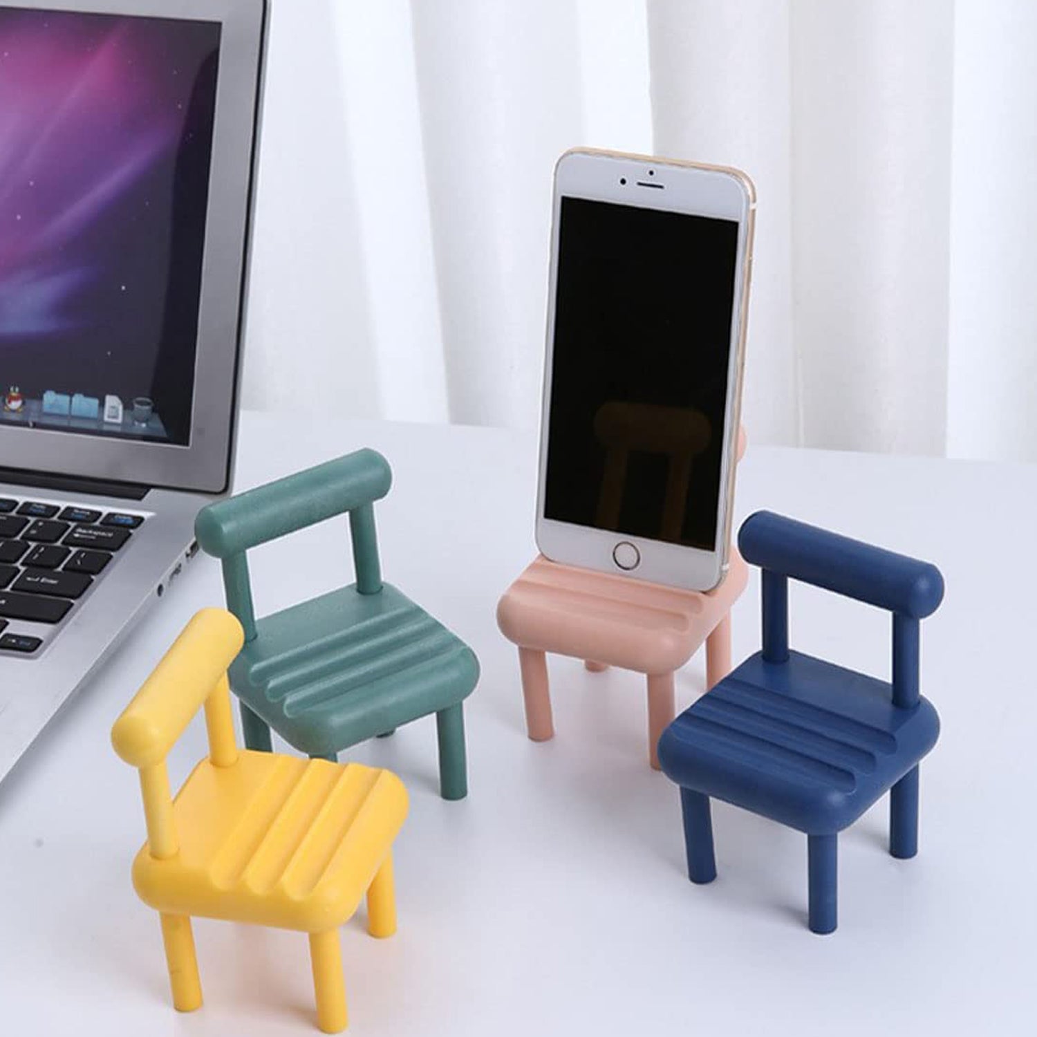 8886 Mobile Phone Holder Mini Chair Cell Phone Stand Portable Smartphone Dock Cellphone Holder For Desktop Design Compatible With All Mobile Phones (1 Pc) Wukusy