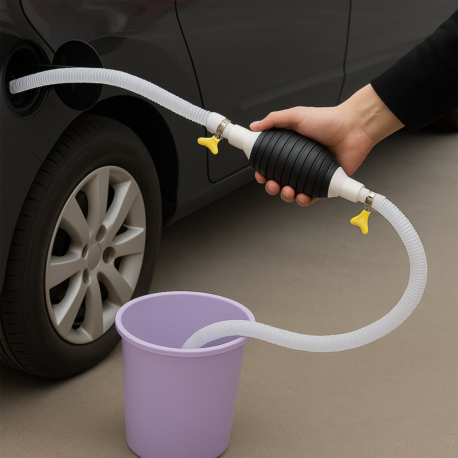 Fuel Transfer Pump Hose With Hand Pump And 2 Hose Clamps Wukusy