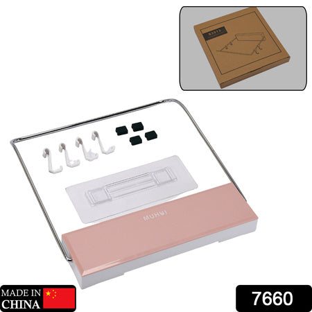 7660 Wall Mounted Foldable Wash Basin Storage Rack Shelf Holder Self Adhesive With Sticker Wukusy