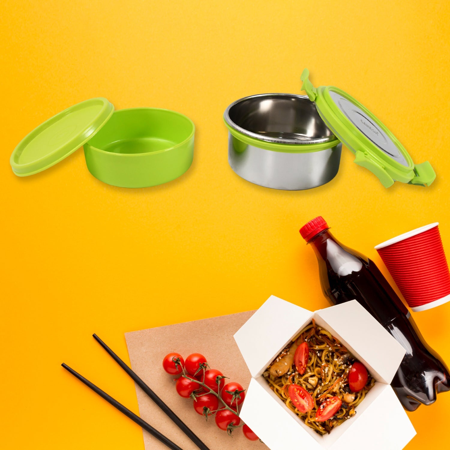 Stainless Steel Tiffin Lunch Box Container  Dabba With 4 Side Clip Lock Lid For Office  School Use Food Grade  Air Tight  Easy To Carry  Leak Proof Wukusy