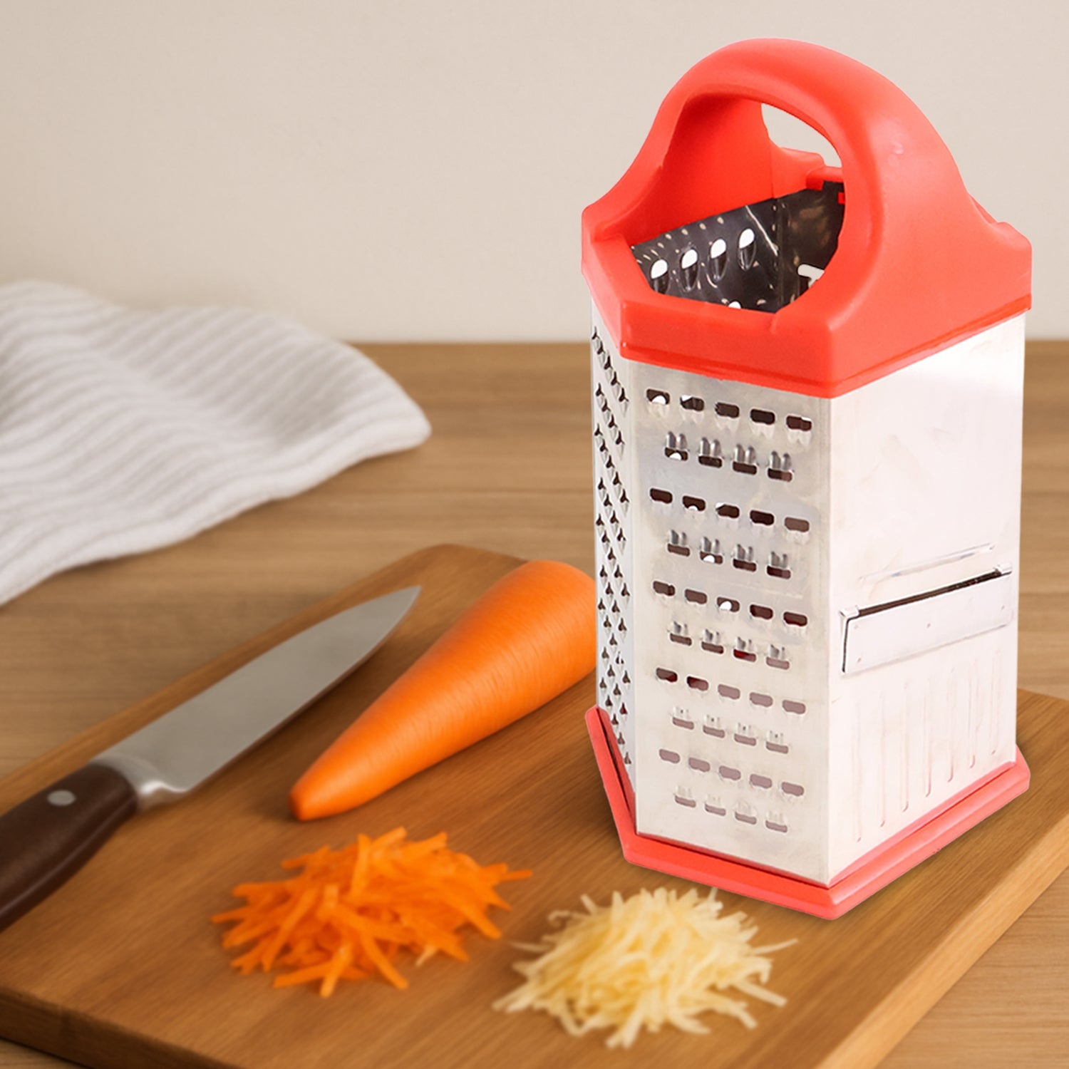 7-in-1 Heavy Duty Stainless Steel Box Grater With Ergonomic Handle (1 Pc) Wukusy