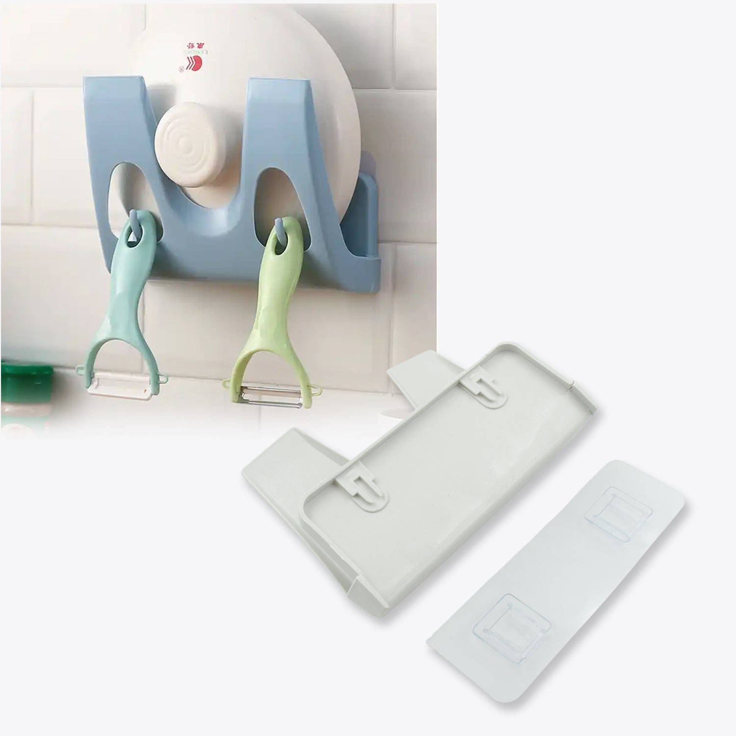 4304 Pot Lid Rack Wall Mounted Kitchen Organizer Multifunction Plate Dish Rack Shelf Pan Cover Stand Holder Punch Free Kitchen Rack Pot Lid Holder (1 Pc) Wukusy