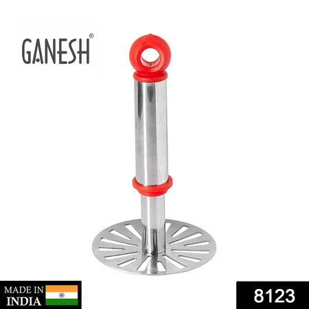 8123 Ganesh Potatopav Bhaji Masher With Plastic Handle Silver  Plastic - Oval Pav Masher Potato 1-piece Smasher Handle Multicolor Wukusy