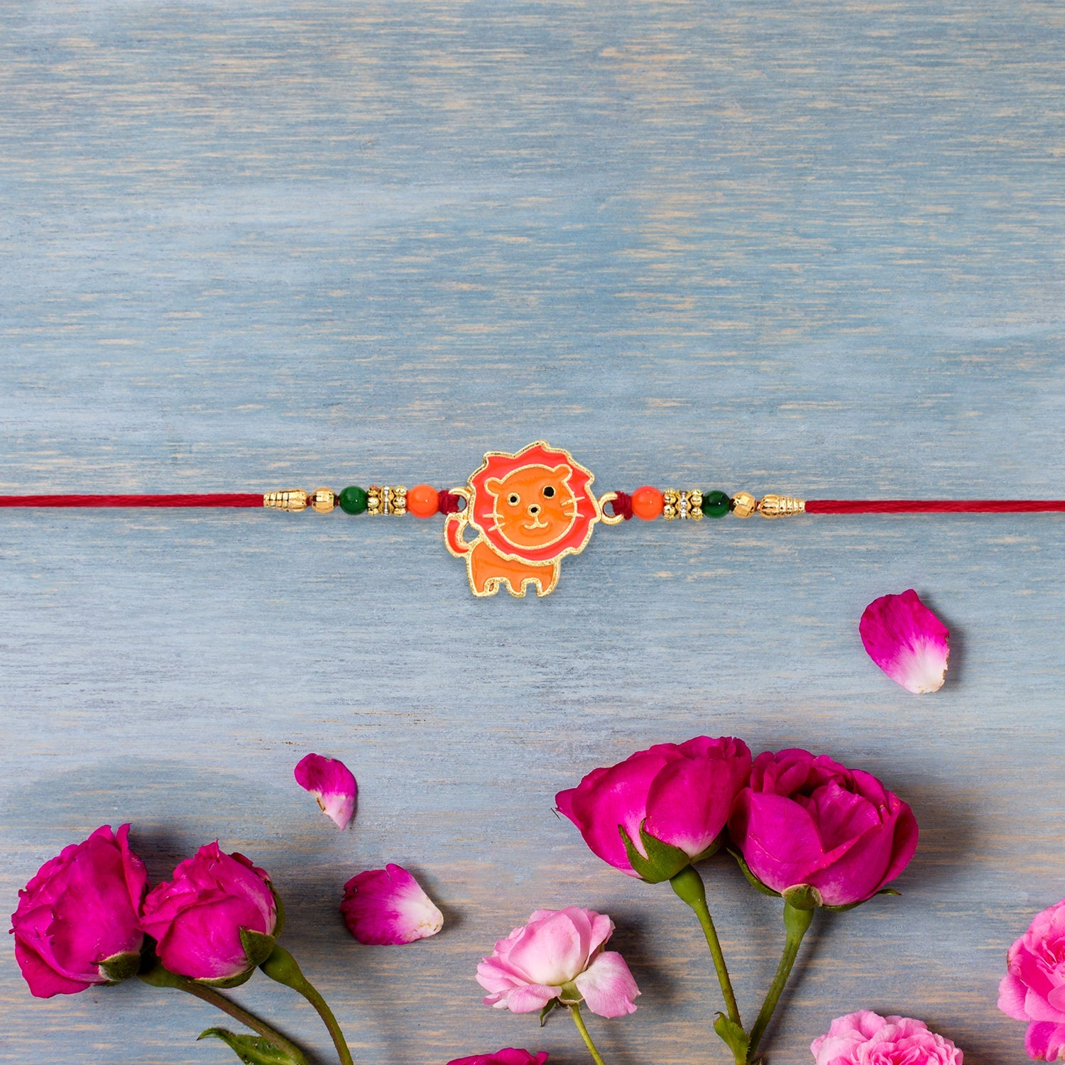 Cute Lion Kids Rakhi With Beaded Thread Wukusy