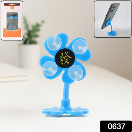 0637 -360 Rotatable Flower Shape Cellphone Holder Car  Mount Sucker Stand (Multicolored With Box)) Wukusy