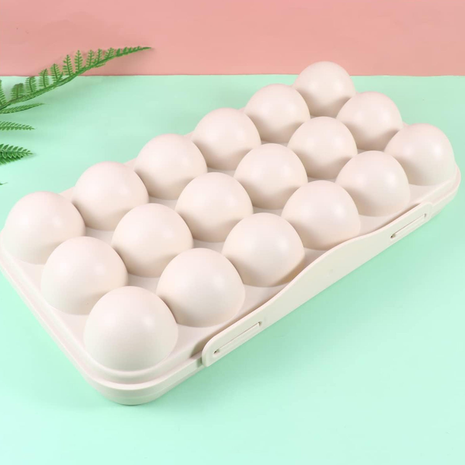 5727 18 Grid Egg Holder Storage Shock-proof Egg Container With Buckle Egg Carrier Egg Tray Egg Shelter Effective Full Seal Egg House Use For Fridge Camping Kitchen Wukusy
