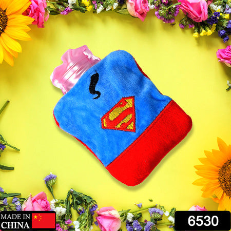6530 Superman Print Small Hot Water Bag With Cover For Pain Relief Neck Shoulder Pain And Hand Feet Warmer Menstrual Cramps. Wukusy