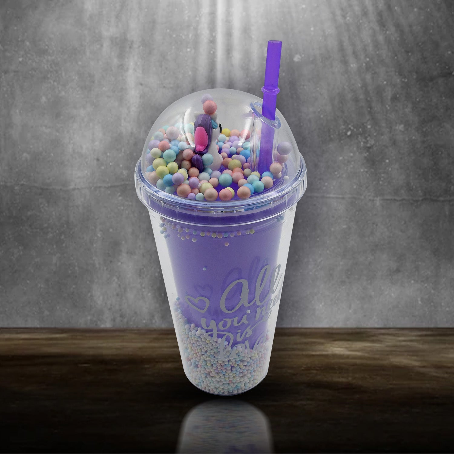 6883a Design Printed Sipper Bottle With Toy Led Glow Light Double Wall Sipper Glass Water Bottle  Sipper Bottle With Straw For Girls And Kids For Boys And Girls Schooltuitiongym (Pack Of 1) Wukusy