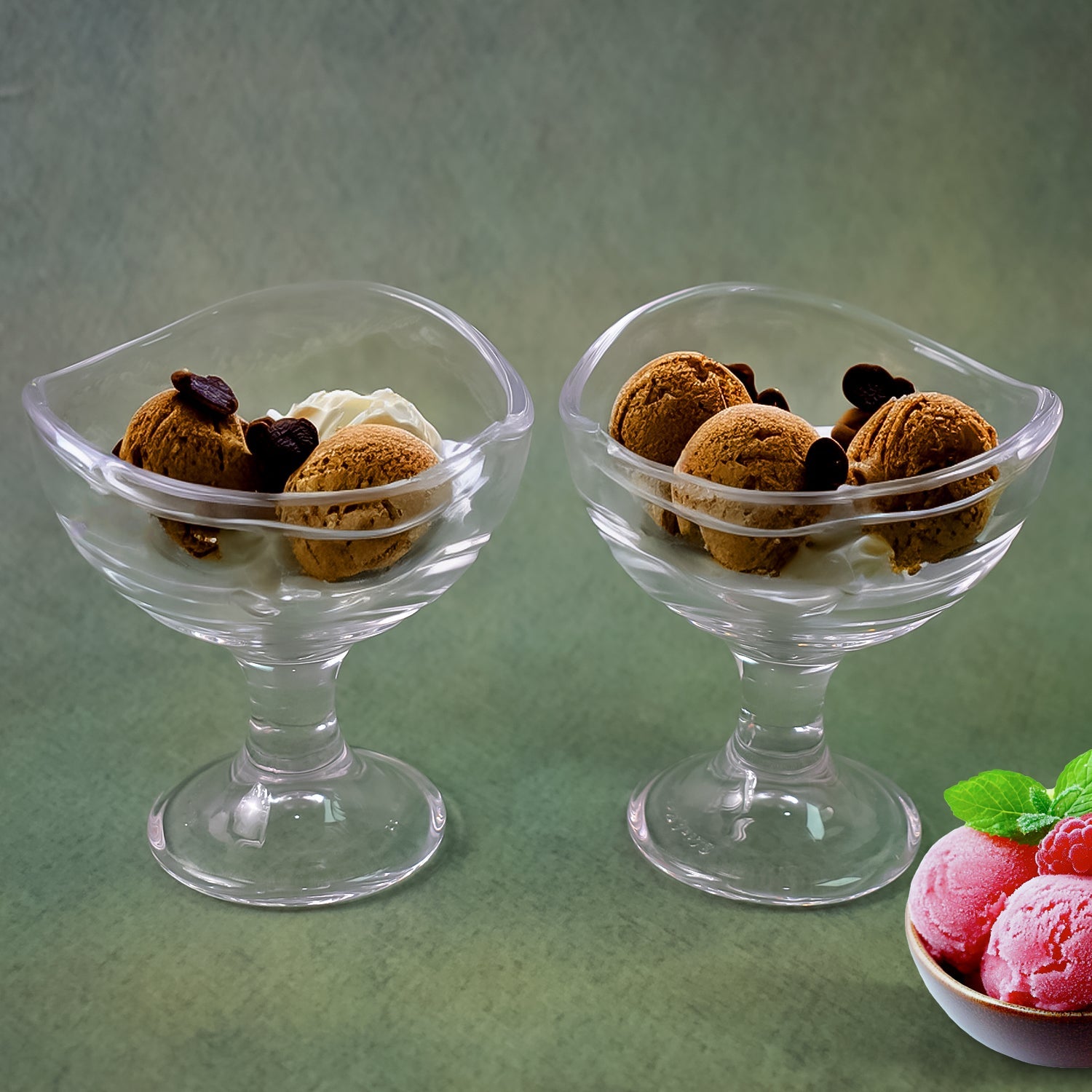 Glass Footed Dessert Bowl Ice Cream Cup (2 Pcs Set) Wukusy