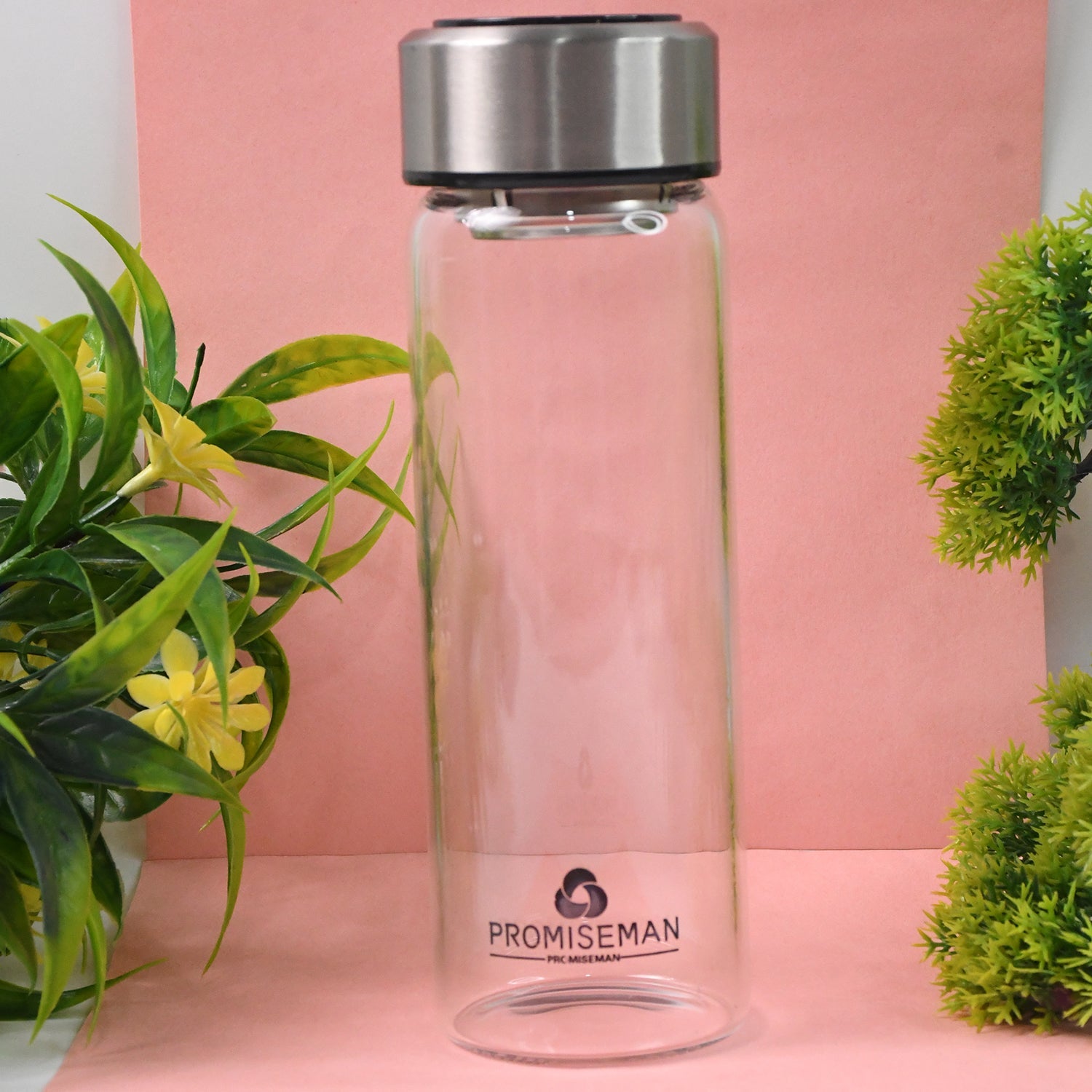 Outdoor Sport Glass Water Bottle  With Steel Lid  500 Ml Approx) Wukusy