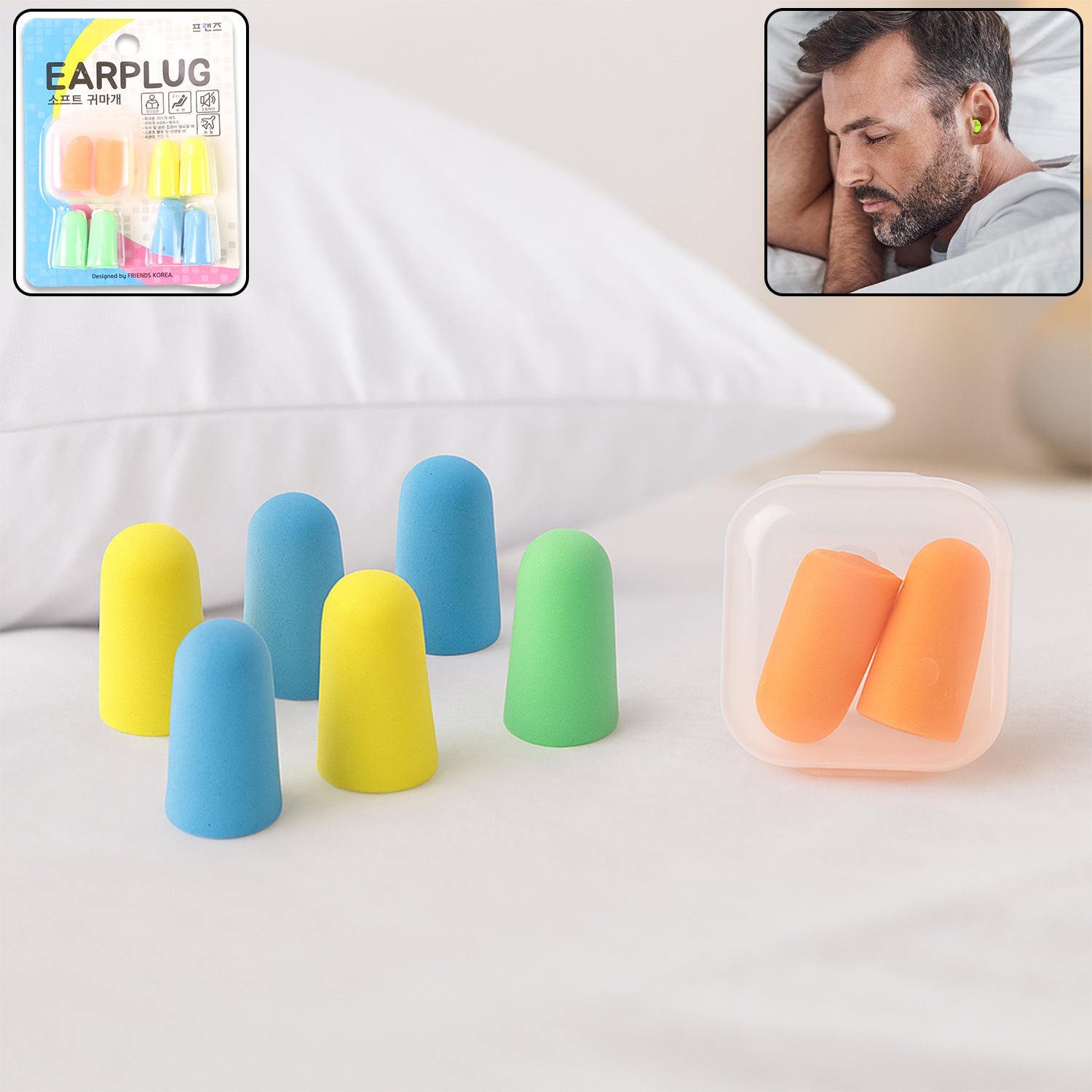 Soft Foam Noise-cancelling Earplugs 4 Pairs Wukusy