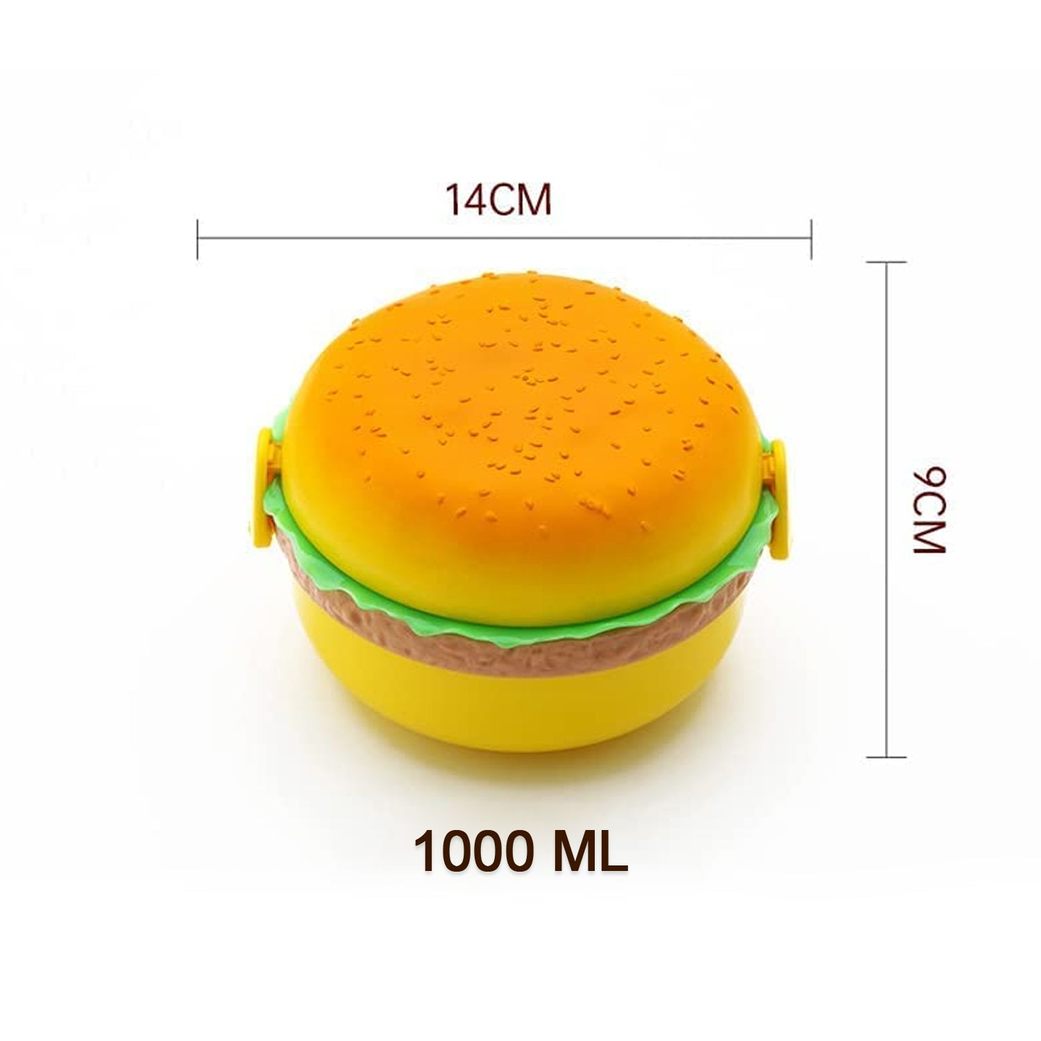 5313 Burger Shape Lunch Box Plastic Lunch Box Food Container Sets Double Layer Lunchbox 1000ml With 2 Spoon Applicable To Kids And Elementary School Students Wukusy