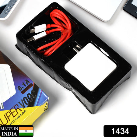 1434 Super Fast Charger With Cable For All Iphone Android Smart Phones Tablets. Wukusy