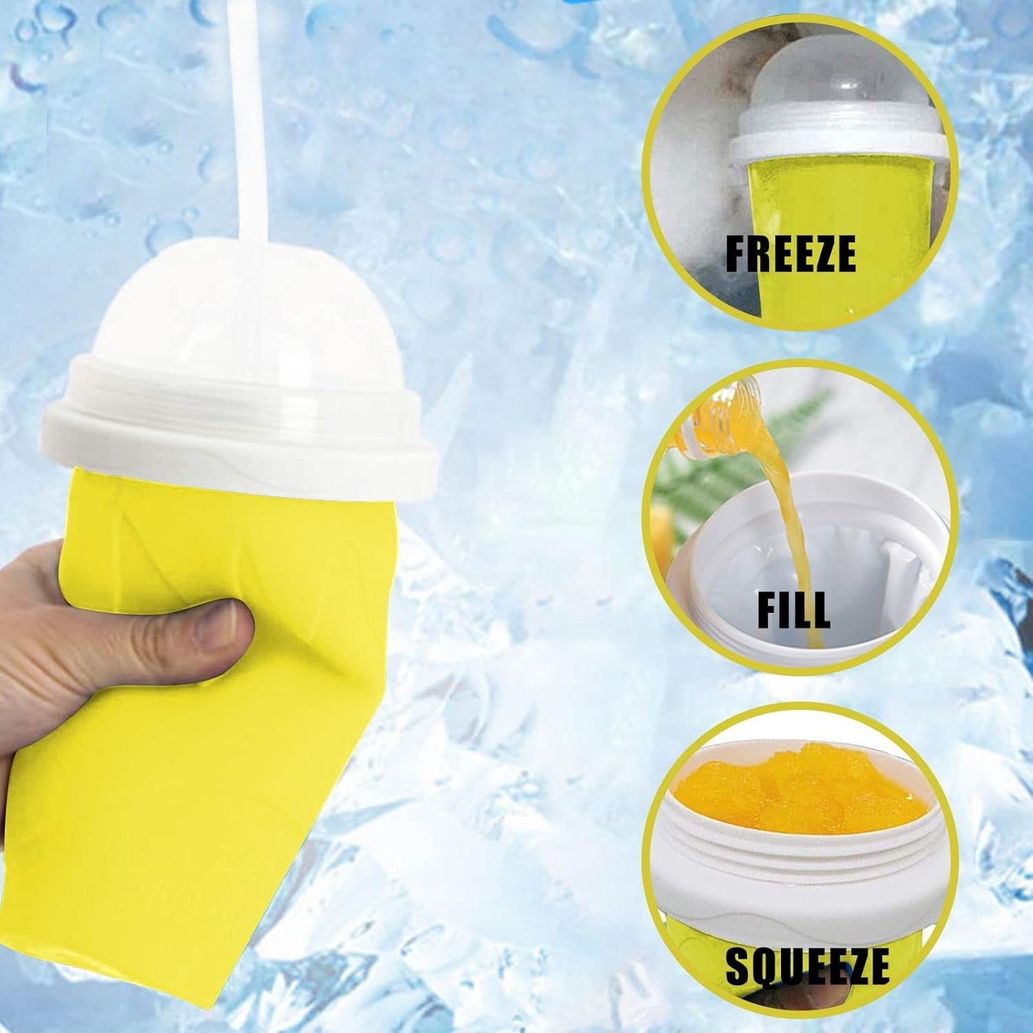 Smoothies Maker Cup Magic Quick Frozen Smoothies Cup Cooling Cup Double Layer Squeeze Cup Slushy Maker (1 Pc) Wukusy