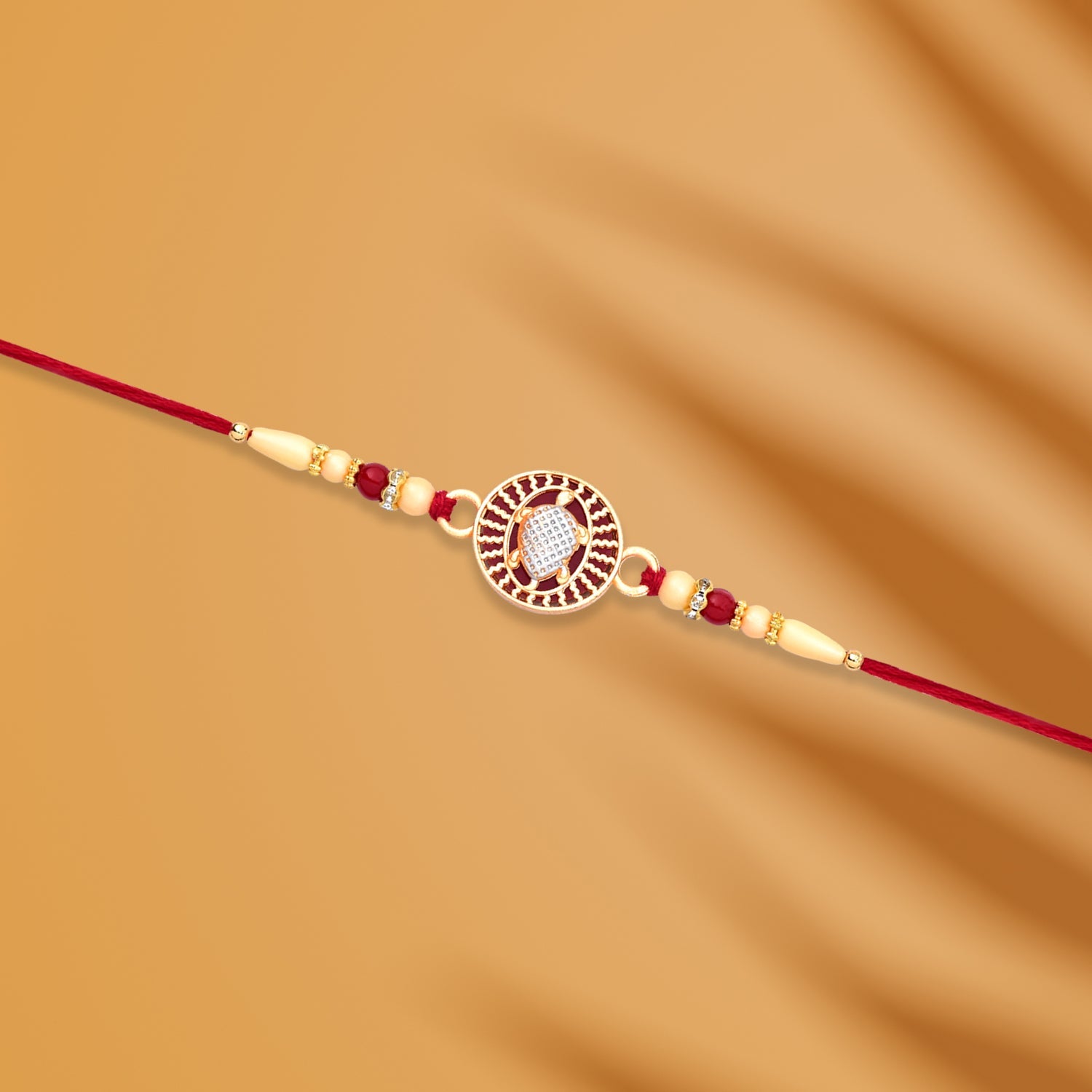 Designer Turtle Rakhi With Beaded Red Thread Wukusy
