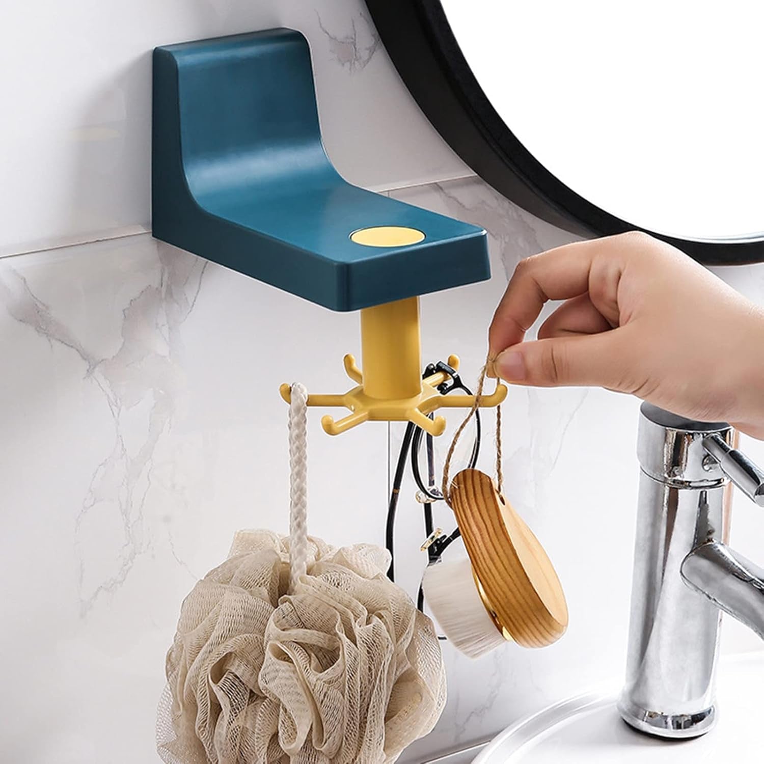 4605 360 Degree Rotating Self Adhesive Plastic Wall Hook Hanger Multifunctional Hanger With 6 Heavy Duty Claw Hooks Wukusy