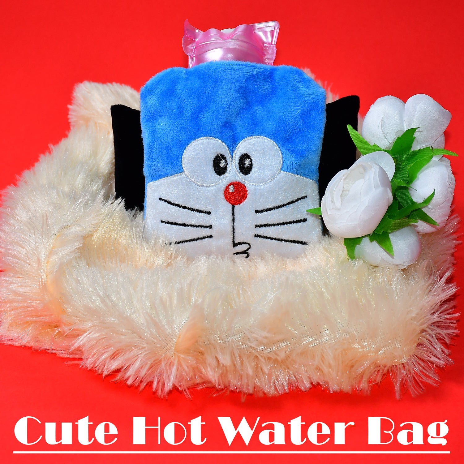 6504 Doremon Small Hot Water Bag With Cover For Pain Relief Neck Shoulder Pain And Hand Feet Warmer Menstrual Cramps. Wukusy