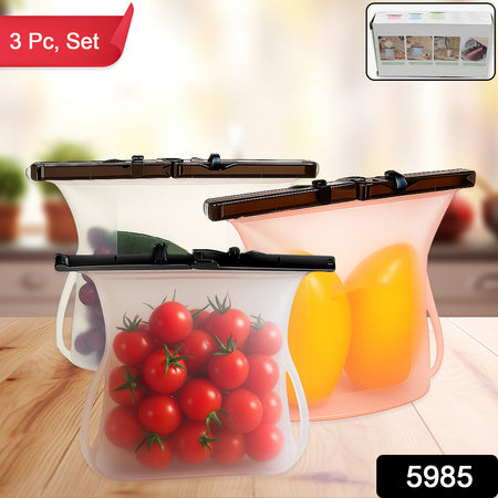5985  Reusable Silicone Food Storage Bag 3 Bag Set Leakproof Lock Reusable Flat Bottom Freezer Bags Sandwich Bags  Silicone Food Grade Kids Snack Bags  Bpa Free Microwave Dishwasher Safe Wukusy