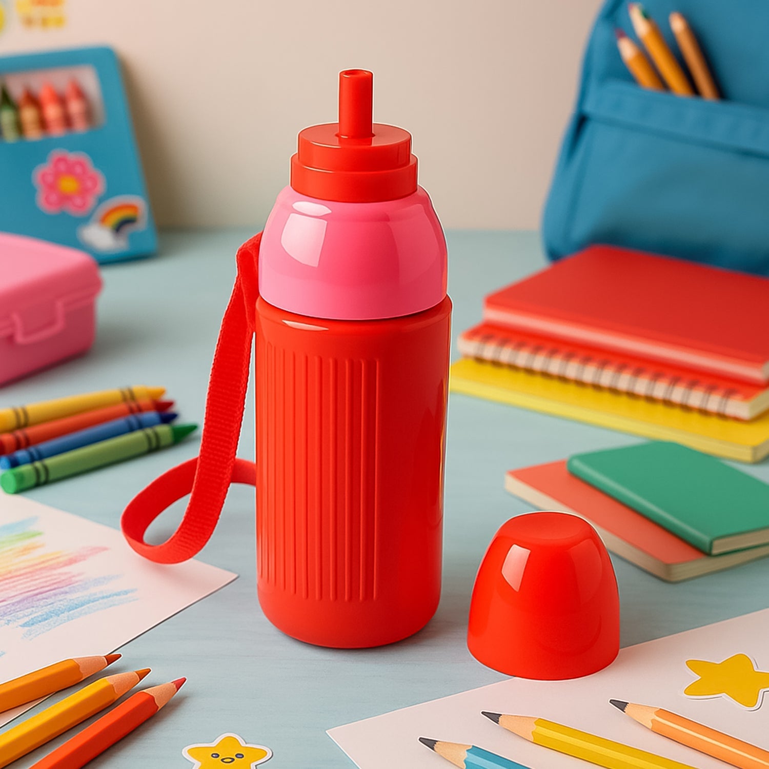 500ml Kids Insulated Plastic Water Bottle (1 Pc) Wukusy