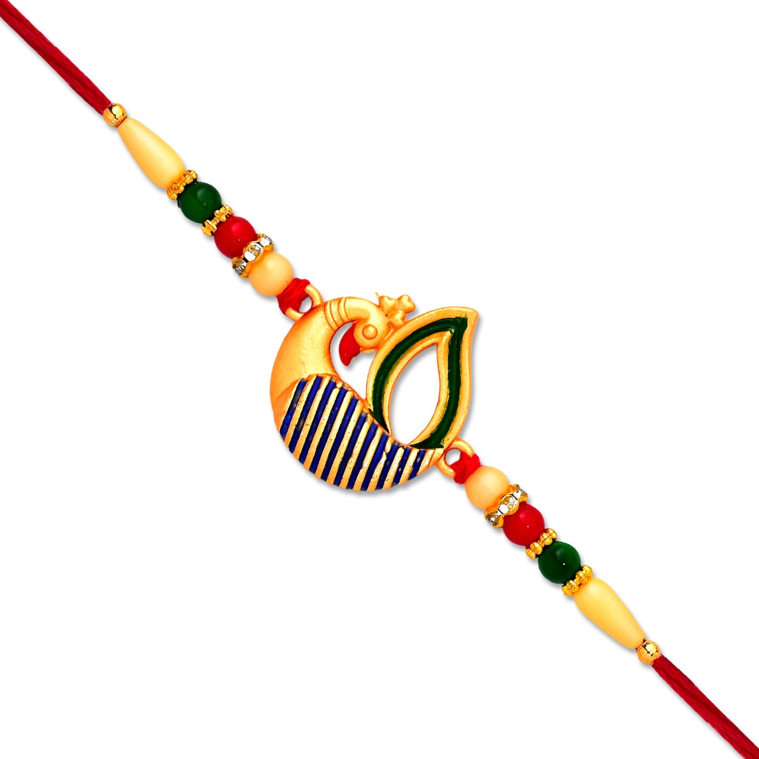 Beautiful Peacock Feather Rakhi Wukusy