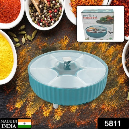 5811 360 Revolving Spice Box  Dry Fruit Box Plastic 7 Compartment Box Suitable For Multipurpose Storage Use Like Dry Fruit  Spices  Pickle  Tea   Sugar Etc Kitchen Use Wukusy