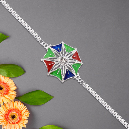 Colorful Star-shaped Rakhi With Central Stone Wukusy