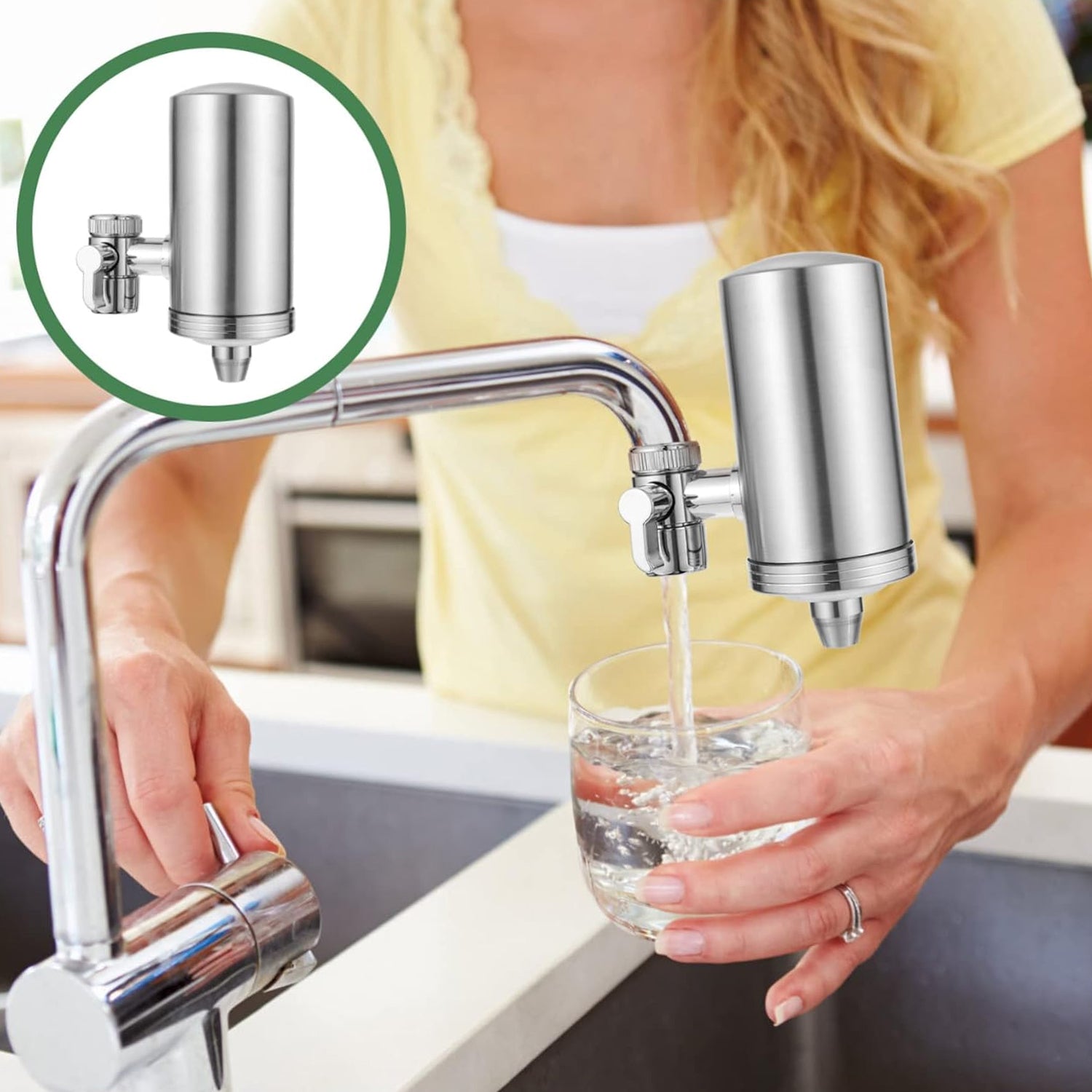 304 Stainless  Steel Faucet Mount Water Filter Water Purifier (1 Set) Wukusy