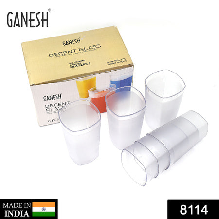 8114 Ganesh Decent Glass 350ml Set Of 6 Wukusy