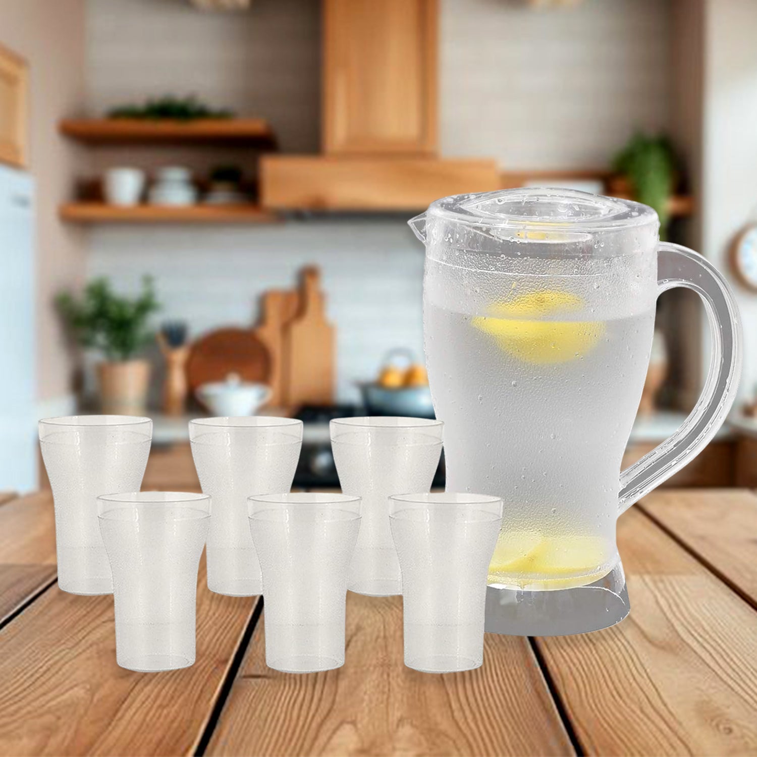 Apex Unbreakable Lemon Jug Set With 6 Glasses  1200ml Jug + 300ml Glasses Approx Wukusy