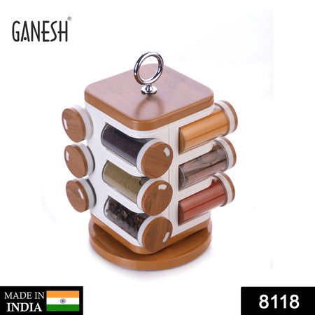8118 Ganesh 12-jar Revolving Spice Rack Masala Box Wukusy