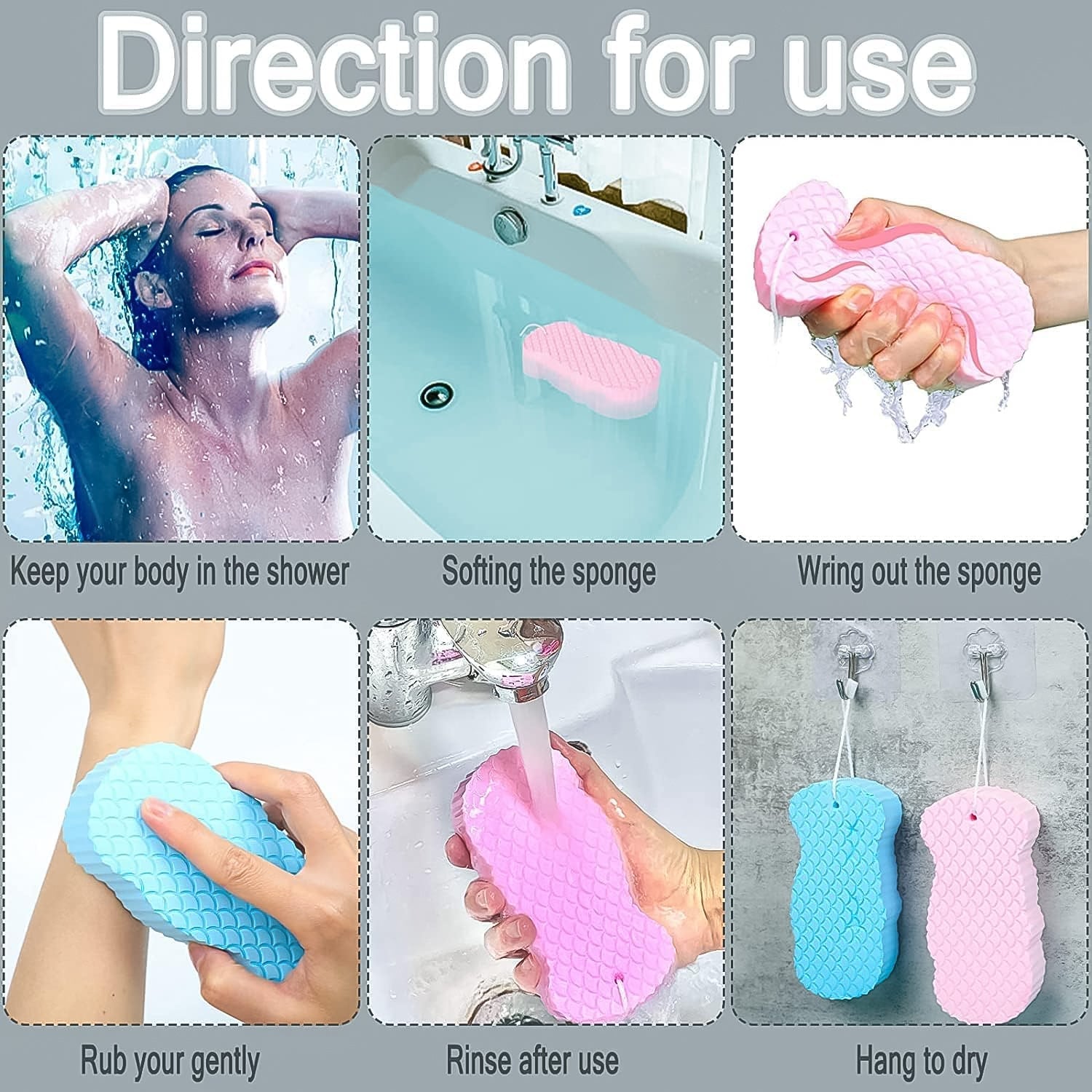 6234 Ultra Soft Exfoliating Sponge  Dead Skin Remover Sponge For Body  Face Scrubber For Women And Men Wukusy